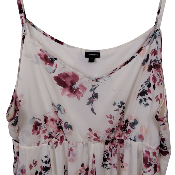 Torrid Dress Womens 5 White Floral Sleeveless Chiffon Lined Pockets Plus Size - Picture 5 of 17